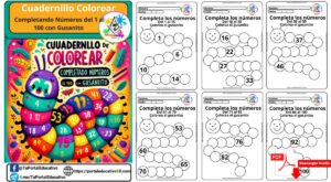 Cuadernillo de Colorear Completando Números del 1 al 100 con Gusanito