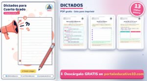 Dictado de Palabras y Dictados para Cuarto Grado: Cuadernillo en PDF Gratis para Imprimir