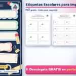 Etiquetas para Cuaderno y Escolares para Imprimir (PDF Gratis)