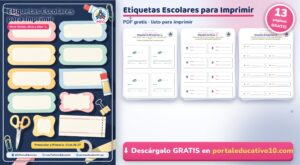 Etiquetas para Cuaderno y Escolares para Imprimir (PDF Gratis)