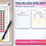 Lista de Asistencia y Pase de Lista 2026-2027 para Imprimir (PDF Gratis)