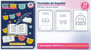 Portadas de Español para Cuadernos: 11 Diseños para Colorear (PDF Gratis)