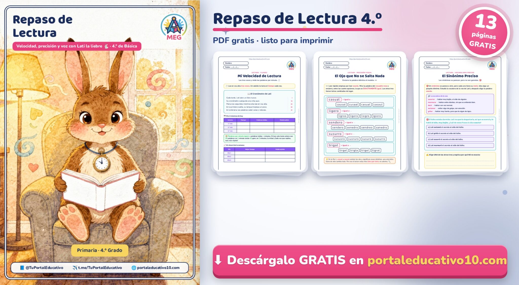 Repaso de Lectura Cuarto Grado | PDF Gratis para Imprimir