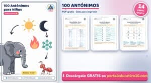 100 Antónimos para Niños: Ejemplos y Ejercicios PDF Gratis