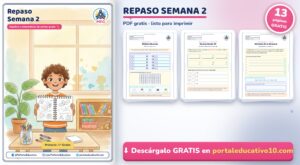 Repaso Semana 2 de Primer Grado: Sílabas y Sumas (PDF)