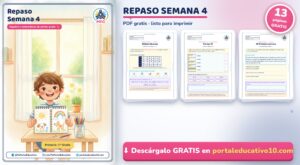 Repaso Semana 4 de Primer Grado: Lectura y Sumas (PDF)